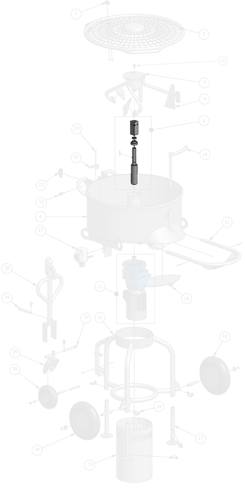 Spare parts for M300 forced action mixer